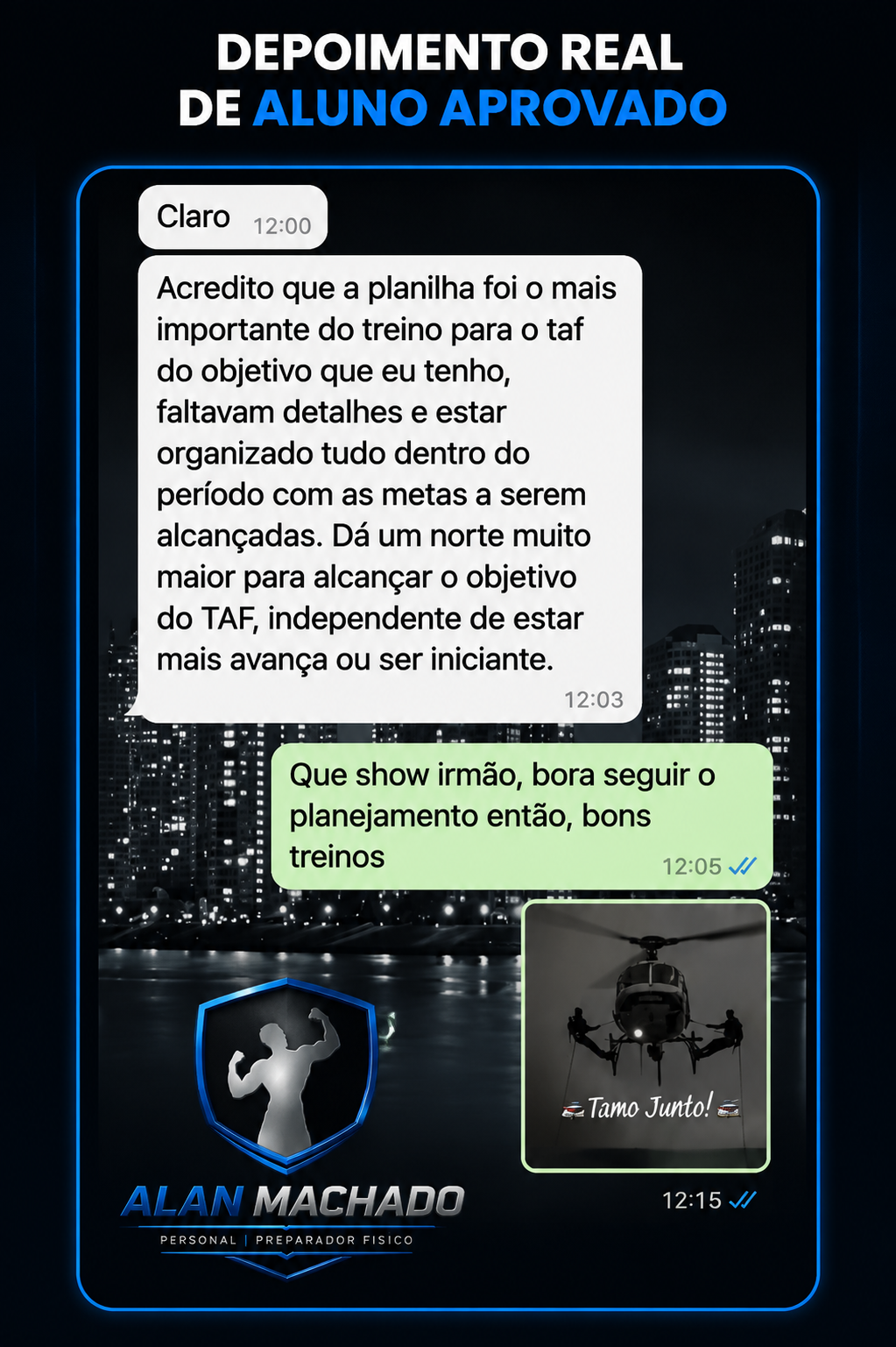 Relato de aluno sobre a preparação física para o TAF